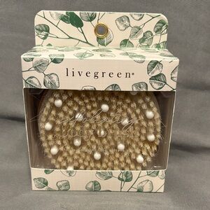 NIB Livegreen Exfoliating Body Brush With Canvas Back Strap